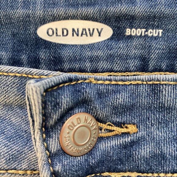 Old Navy Woman’s 14 Jeans Boot-Cut 36x31 Med Blue High Rise Metal Zip BRAND NEW - Picture 3 of 12